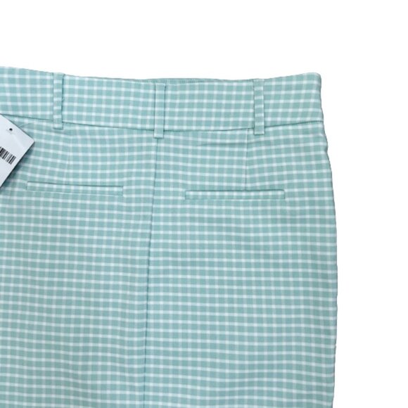 NWT Forever 21 Mini Skirt  Auqu/white Checkered Mini Pencil Above Knee Stretch M - Picture 5 of 10